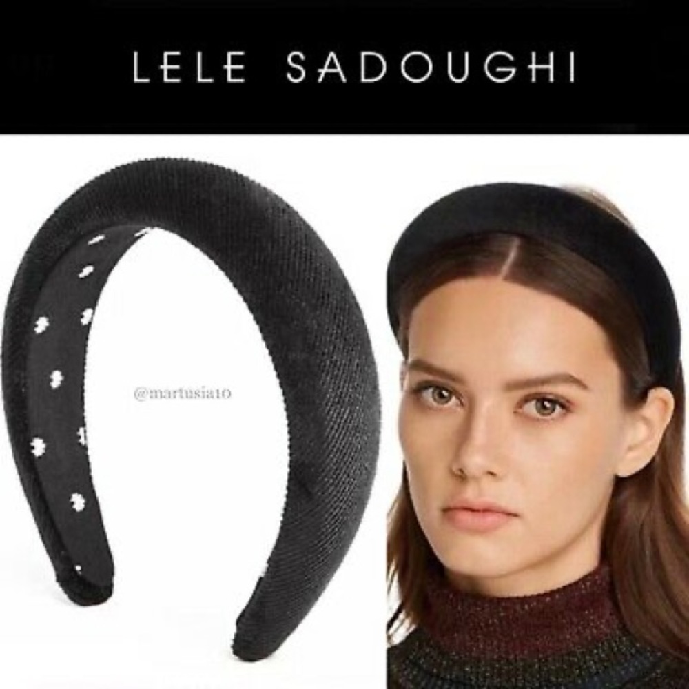 Lele Sadoughi Black Corduroy Padded Headband—EUC